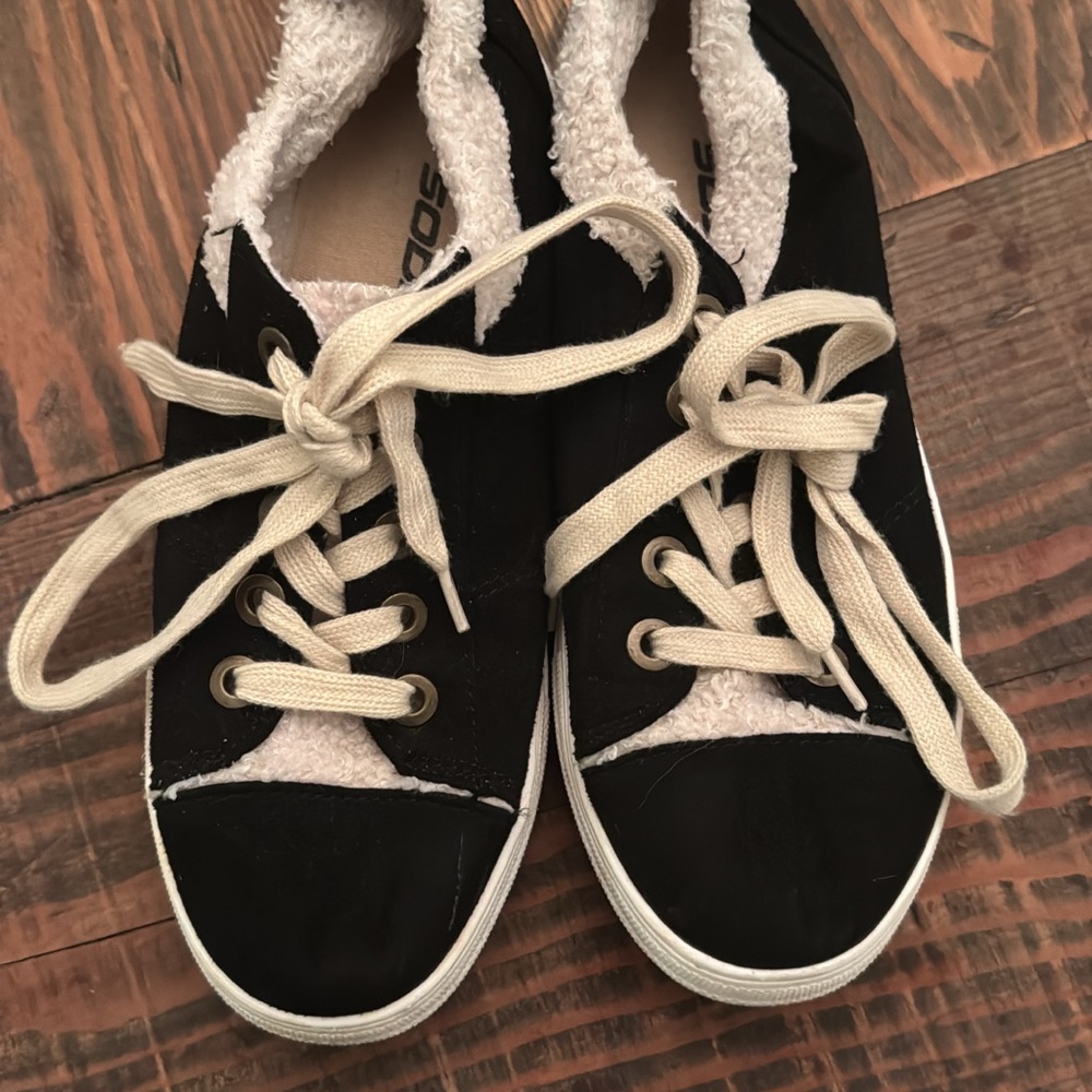 Soda Black and White Sneakers with Canvas Upper